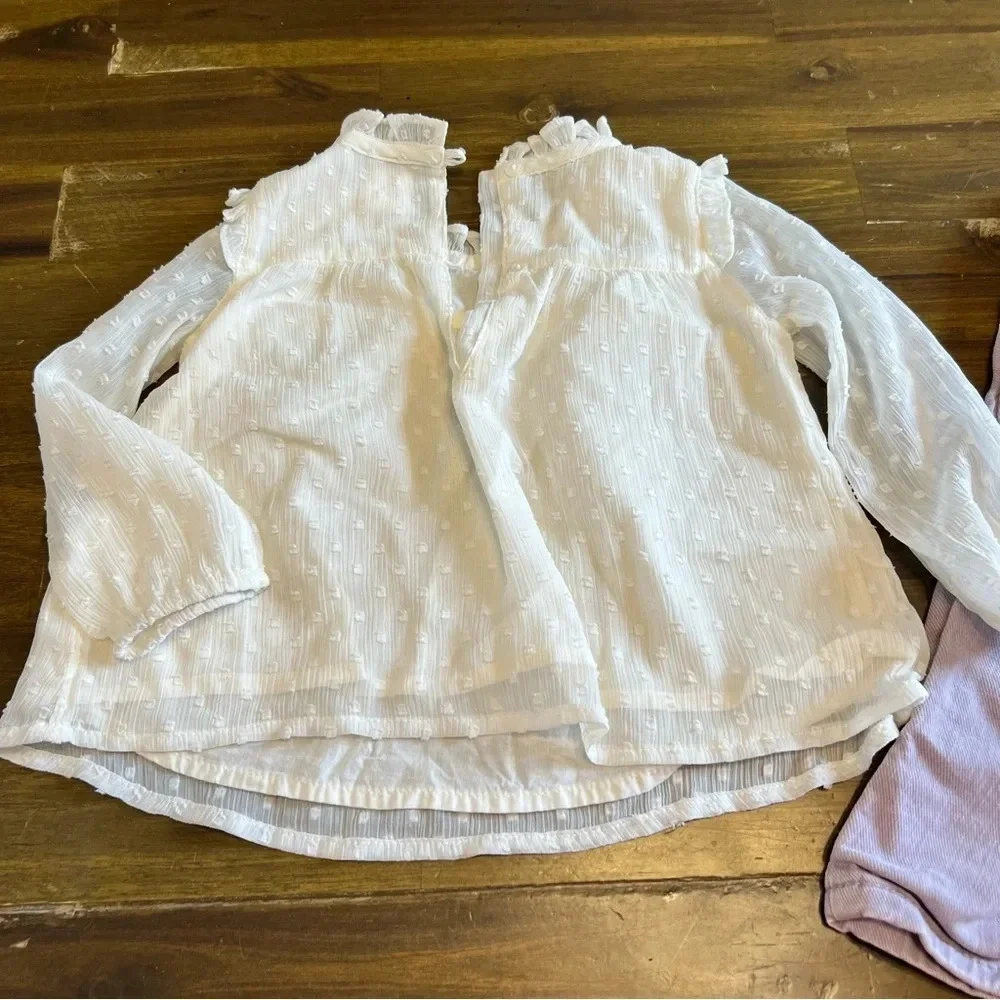 Gap Boho Set Bundle Top Ruffle Dot Sheer Legging Jeans Purple Pull on 12-18 M